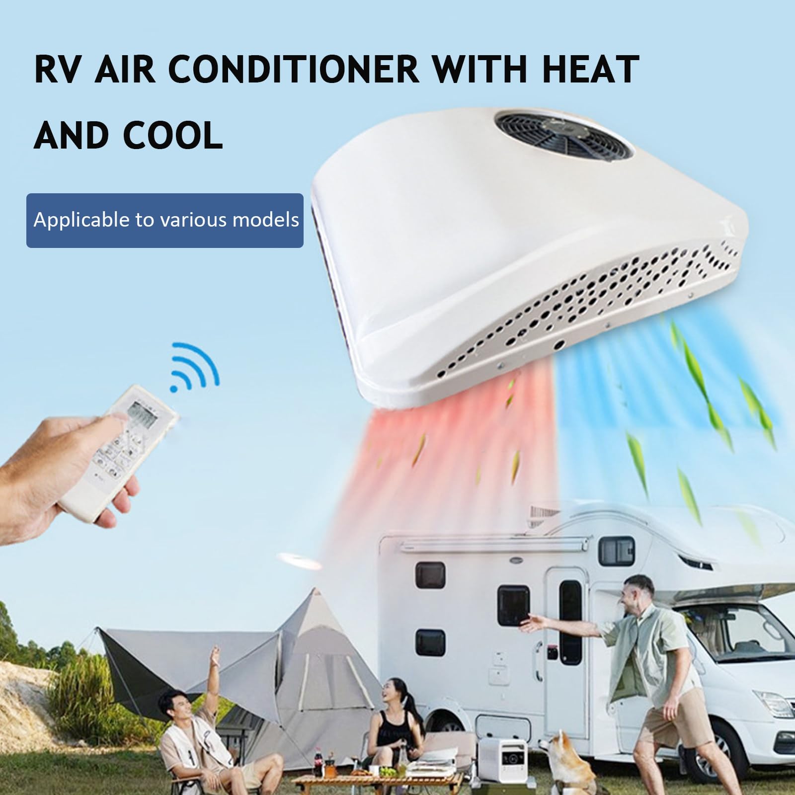 Aire Acondicionado en la azotea para vehículos recreativos con calefacción de 12V/24V/48V/220V/115V, Aire Acondicionado para Autocaravana, caravanas, Camiones, Tractores,24V