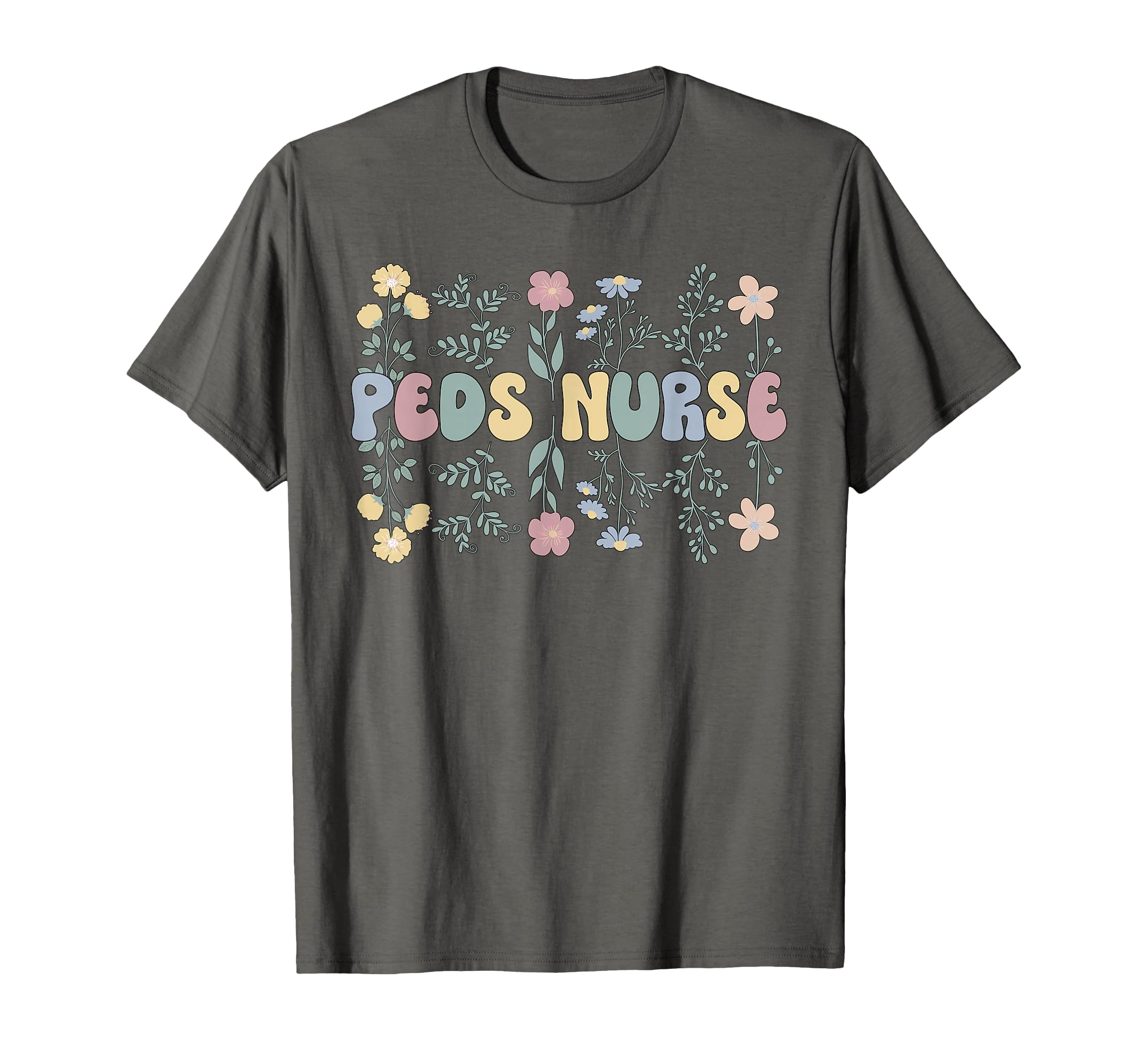 Groovy Peds Nurse Flowers Pediatric Nursing T-Shirt