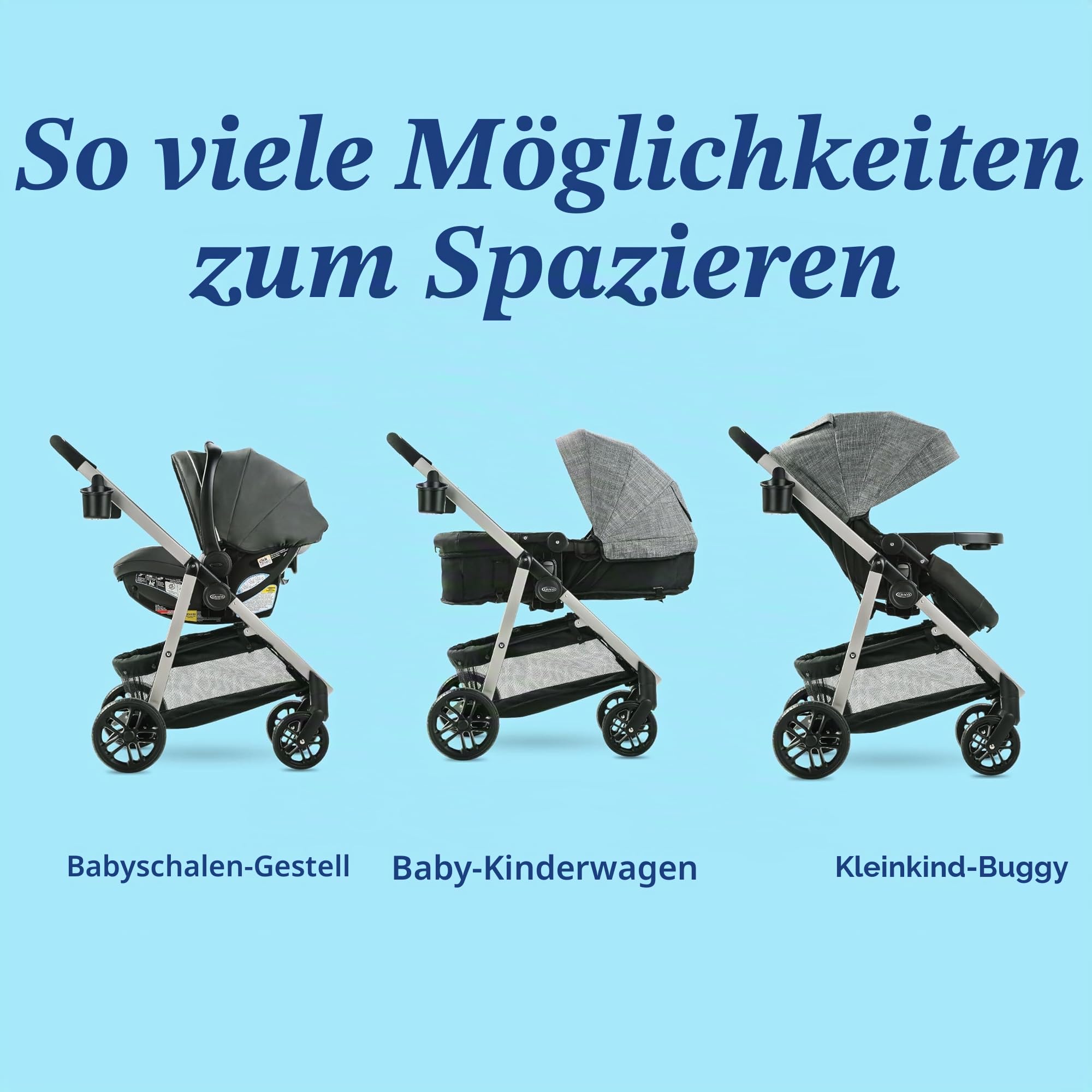 Graco Modes Pramette Kinderwagen mit True Pram Modus, wendbarer Sitz, Einhandfaltung, extra Stauraum