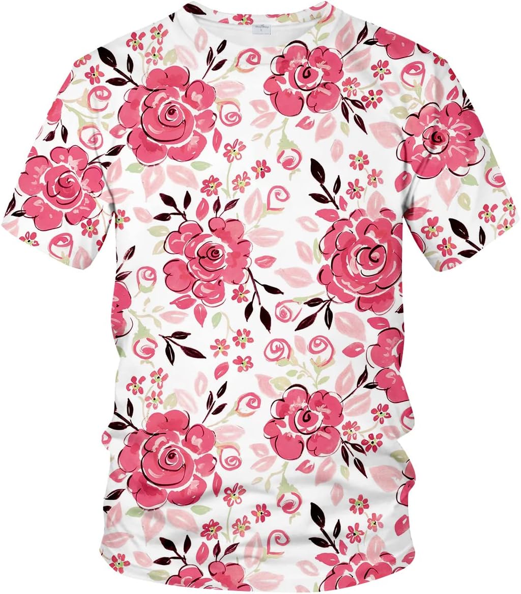 Lurhonp 3D Rose Casual T-Shirt Floral Flower Pattern Novelty Tshirts for Mens Womens image 5