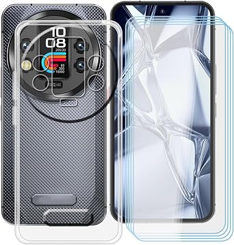 Clear Case for Oukitel WP200 Pro 6.70" with 4 x Tempered Glass Protective Film, Slim Shockproof Soft Silicone Cover, 360 Drop-Proof Phone Case for Oukitel WP200 Pro - Clear