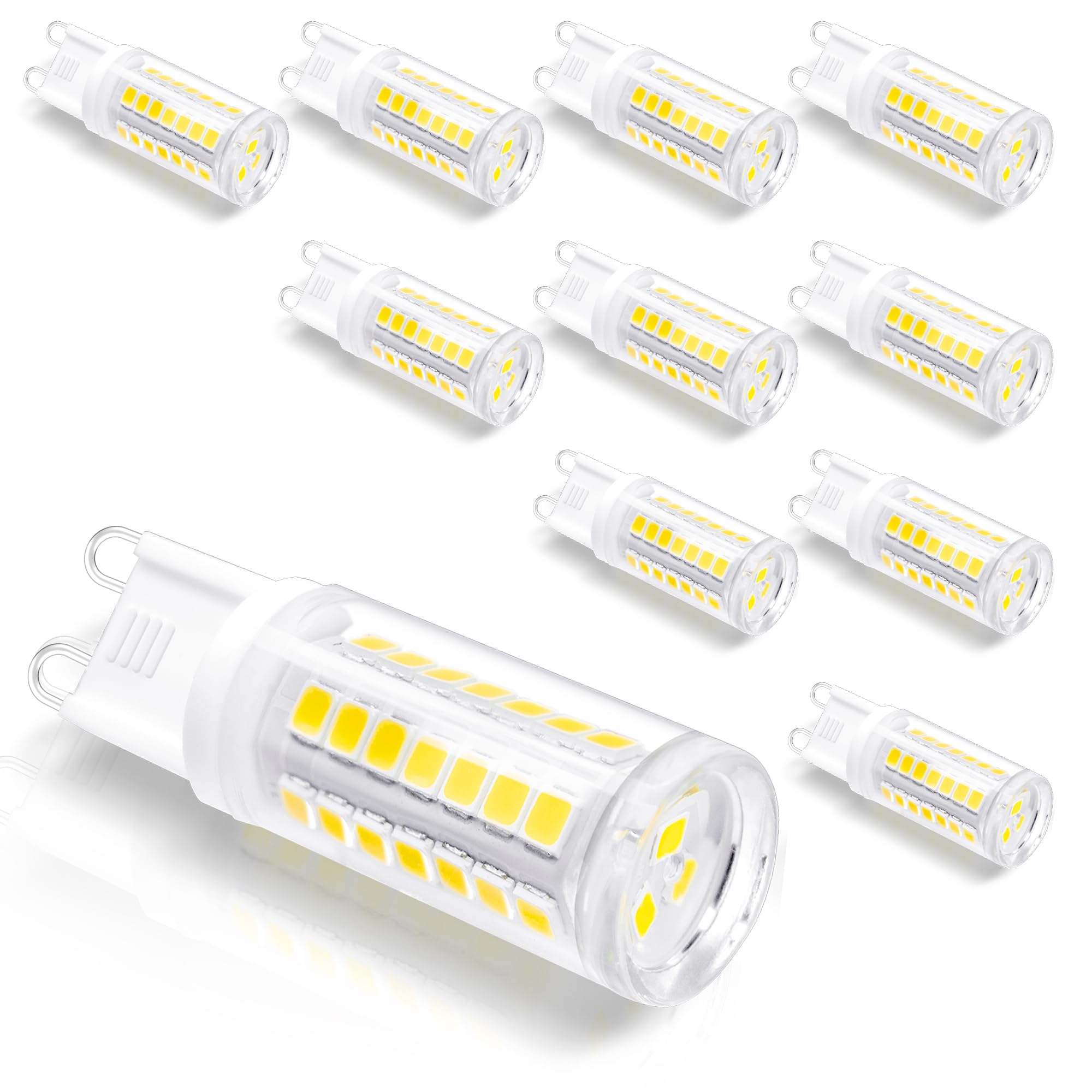 10 Stück G9 LED Glühbirnen 5W Kaltweiß 6000K | 500LM, Entspricht 40-50W Halogen | Nicht Dimmbar, Für Kronleuchter & Lampen