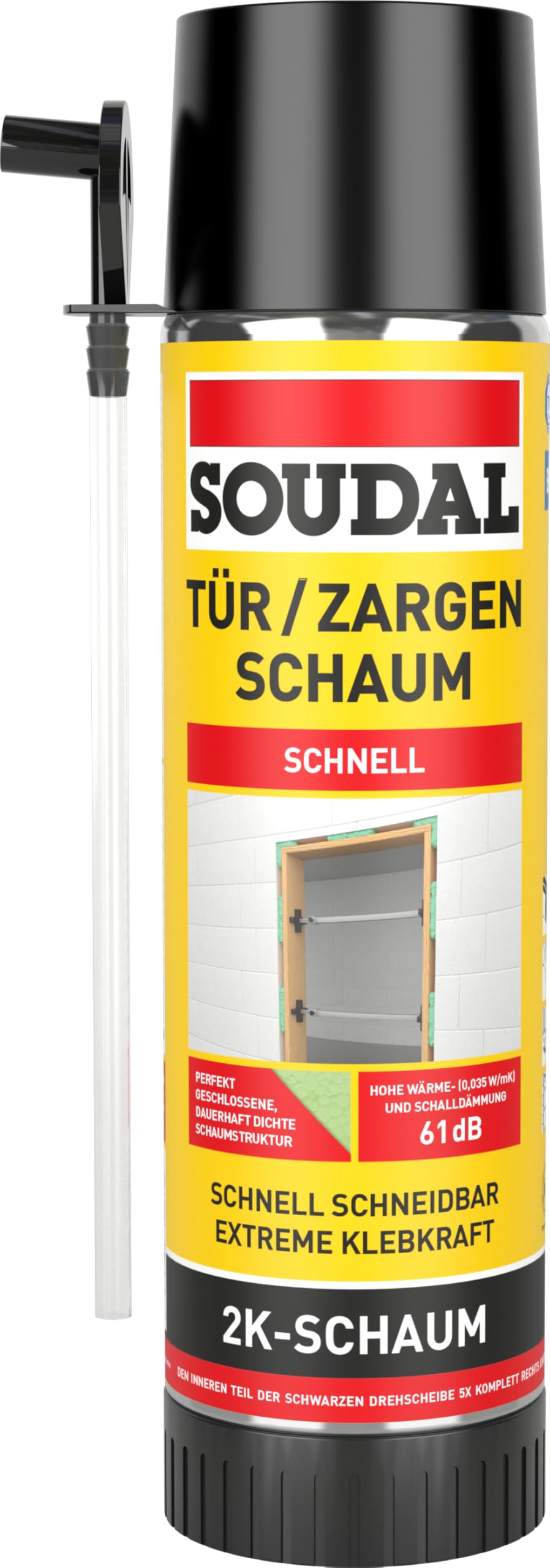 Soudal 2K-Zargenschaum B2, 400 ml - Zweikomponentiger PU-Schnellschaum zur schnellen und sicheren Montage von Türzargen und Fensterrahmen