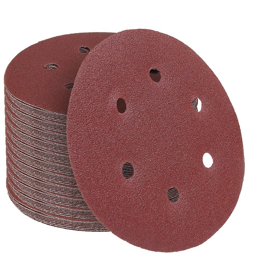 Juego de 50 discos de lijado de 6 pulgadas, gancho y bucle de 6 agujeros, papel de lija de grano 80-2000 surtido para lijadora orbital aleatoria, carpintería automática,h