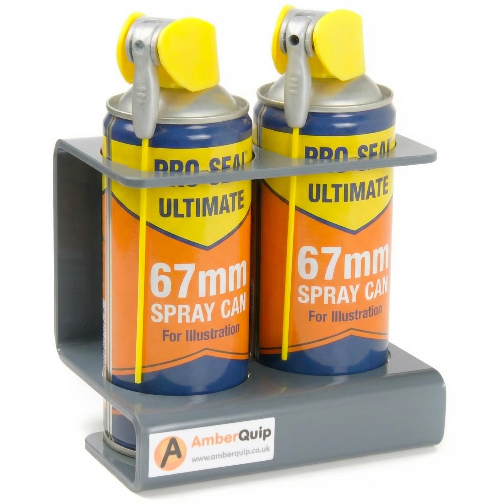 Amberquip Grey Spray Can Holder – Wall & Van Mounted Pvc Storage Rack | Rustproof, Heavy Duty Aerosol Organiser For Workshop, Garage, Shed, Trade & Van Racking. Dark (2 Can Holder)