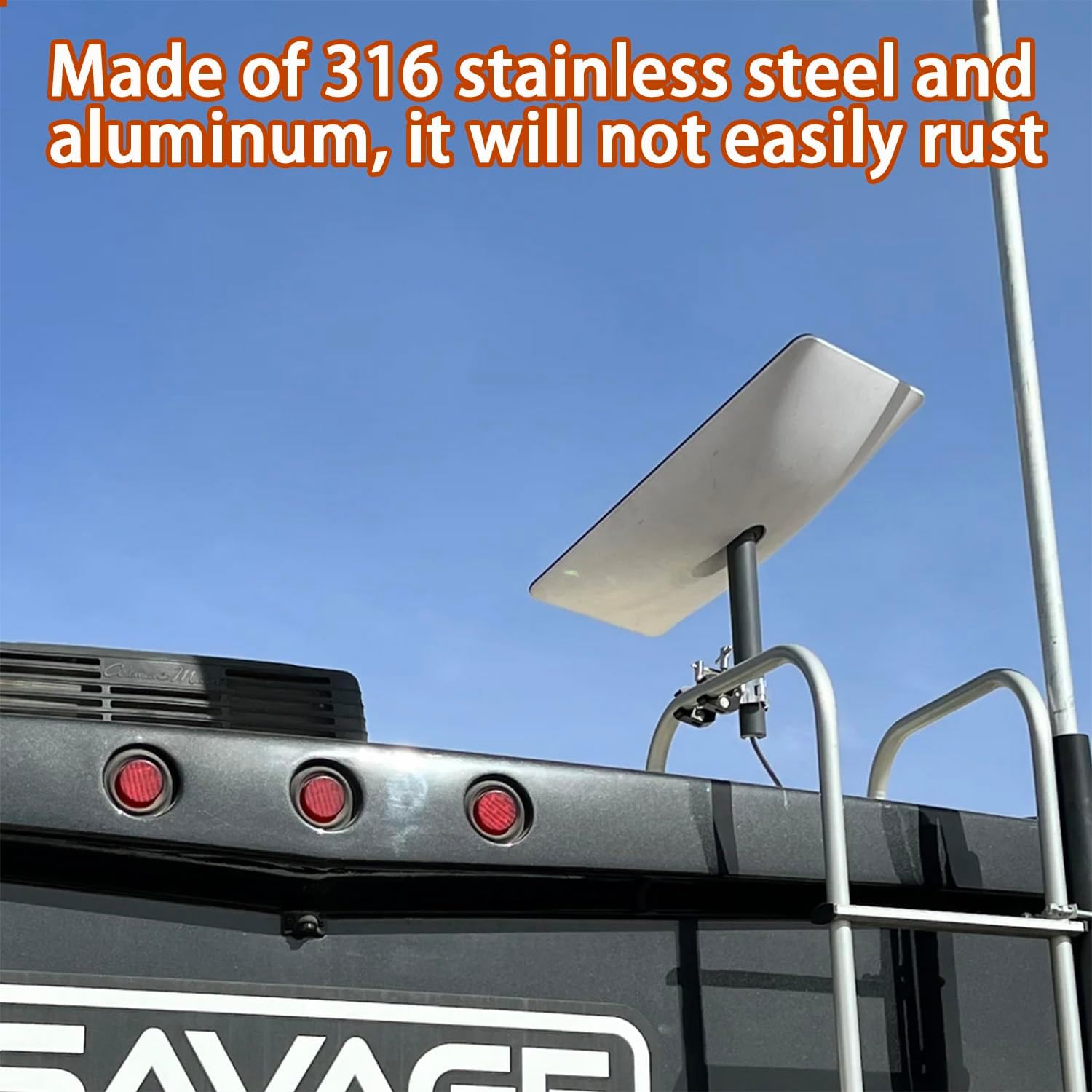Universal Mounting Clamp for V1 and V2 Starlink Dish, RV Ladder Tubing Holder for Starlink Dish, Camper Roof Railing Mount for Starlink （Made of 316 Stainless Steel and Aluminum)