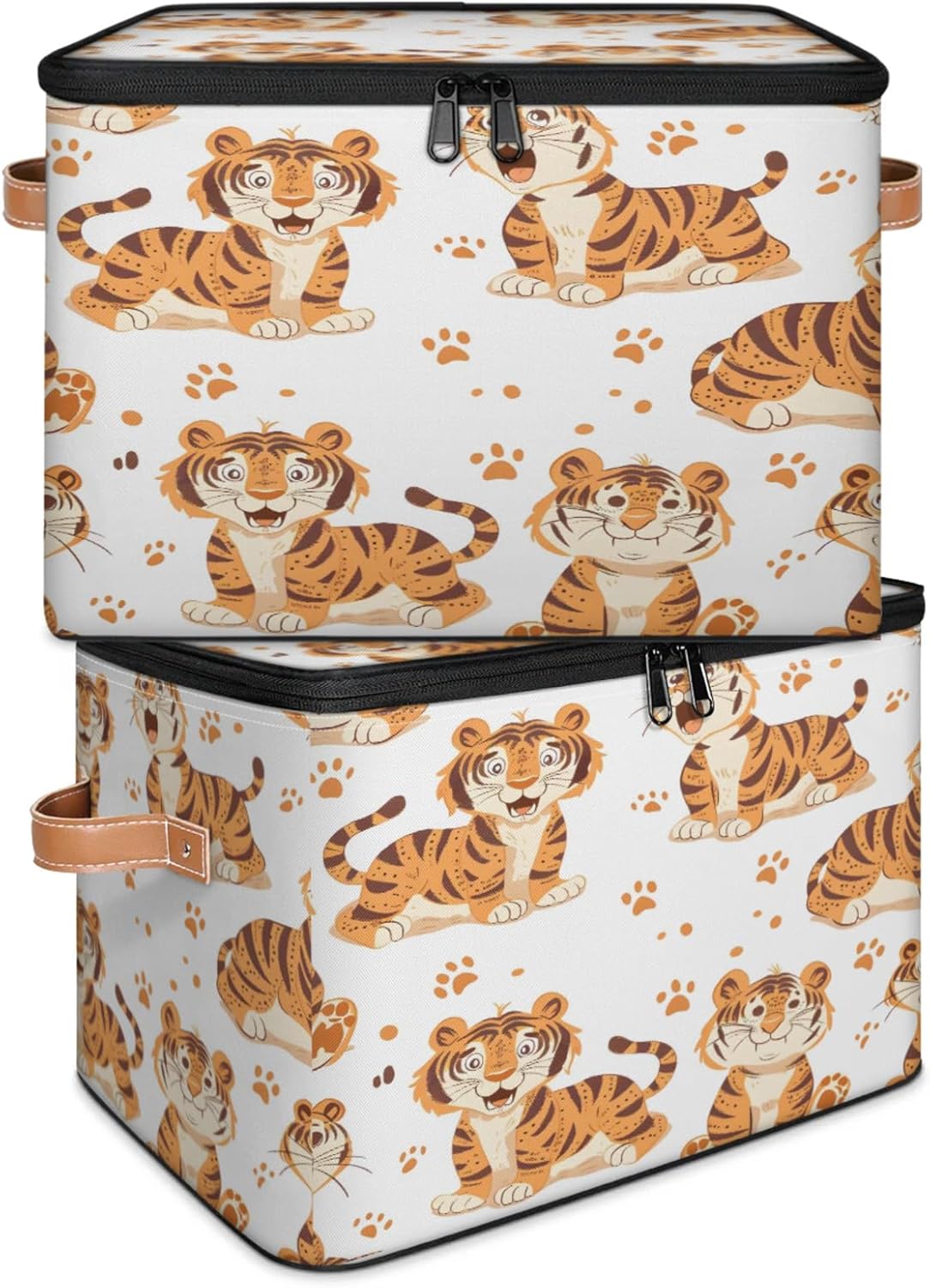 2-Pack Storage bins with lids - 26 quart organizer bins - Collapsible fabric storage bins with sturdy handles and double zipper tops - Versatile for home, toys, dorm rooms