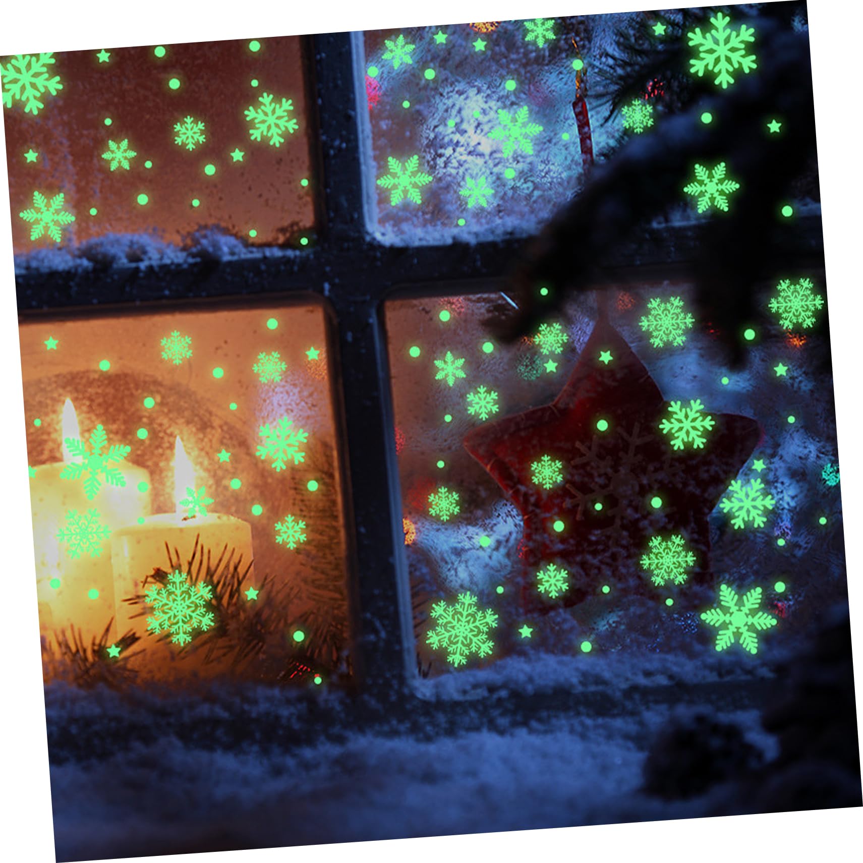 FRCOLOR 16 Hojas Pegatinas navideñas de nieve brillante pegatinas ventana de de nieve se aferra manualidades navideñas christmas lights decoración de nieve pegatinas