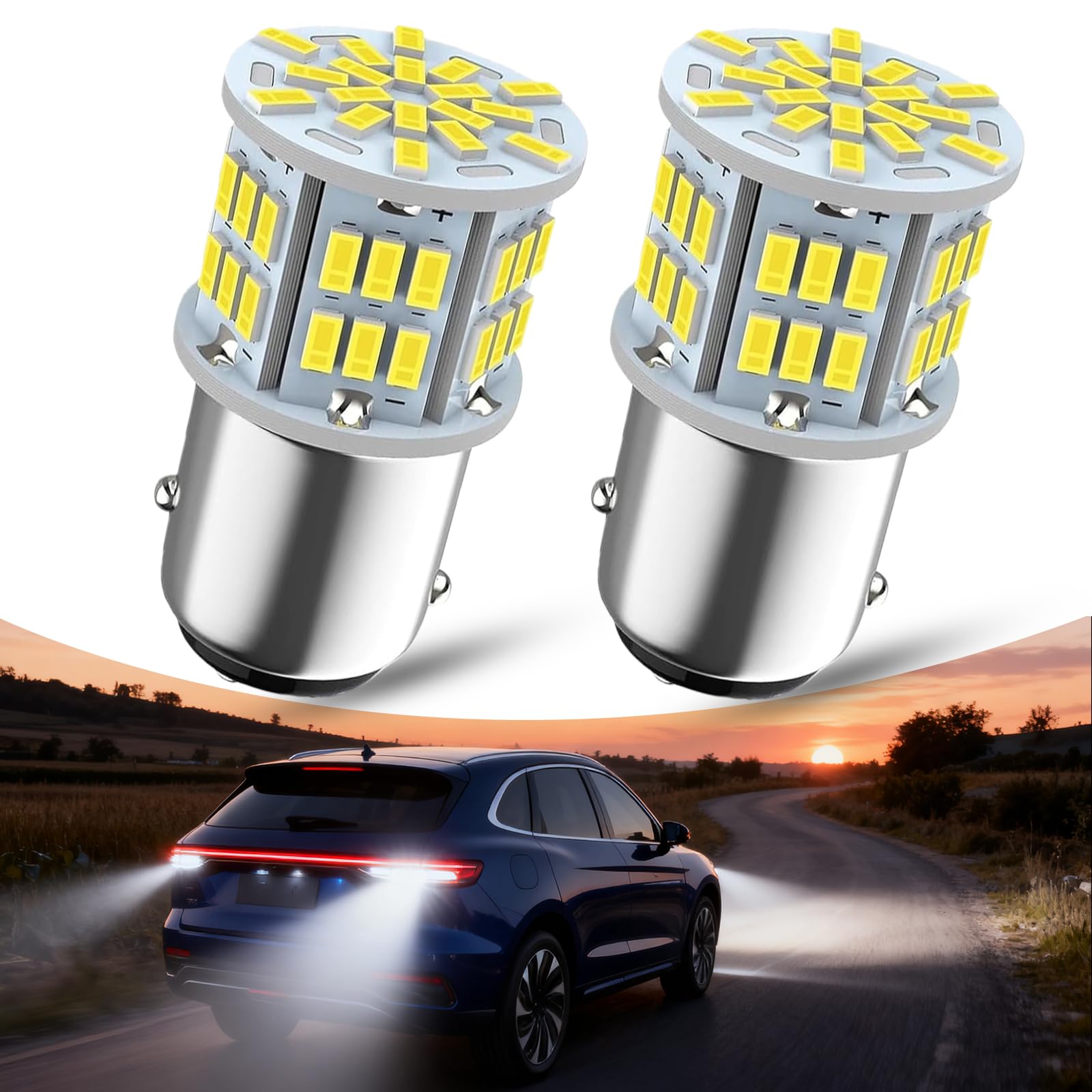 1157 Led Brake Light Bulb, 54SMD Super Bright Bulb, BAY15D 7528 1154 3496 2357 2057 3014 Replacement Light Bulb for Brake Tail Light for Car RV Trailer Boat (2PCS #White)