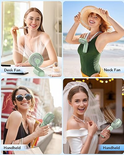 Miniatura 4 de AMACOOL Ventilador de mano plegable, ventiladores de mano recargables de 5000 mAh con potente refrigeración, 4 velocidades, pantalla LED, ventilador