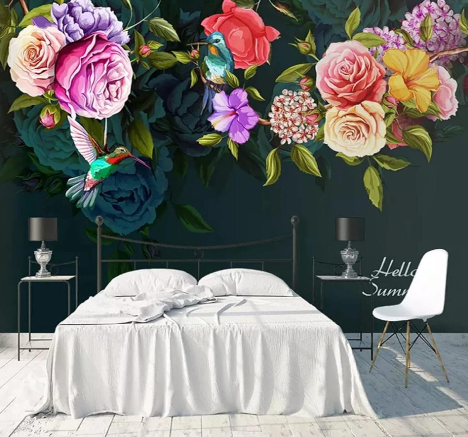 Xlming 150Cm×105Cm(B×H) Beautiful Three Dimensional Colourful Flowers Birds 3D Wallpaper Luxury Home Dining Decor Paste Sofa Living Room The Wall For Bedroom Mural-150Cm×105Cm