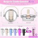ANTAND 2 Pack Flip Straw Leakproof Lids for stanley Lid Replacement 30 oz, for Stanley Quencher Tumbler Cup Accessories, 30oz Leak Proof Top Detachable Straw Cover Handle lid (Cream,Rose Quartz) gallery image