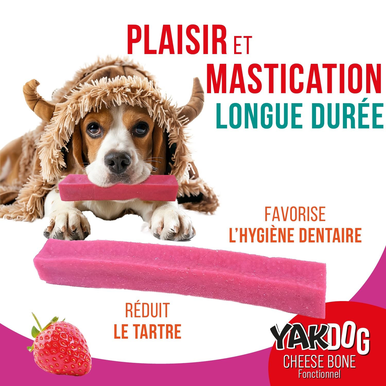SANTÉ+ - Bâtonnets Fromage Chien S - Fraise Relax - Effet Calmants & Digestifs - Favorise Sommeil - Renforce Os & Dents - Friandise Longue Durée - 100% Naturel - Belgique
