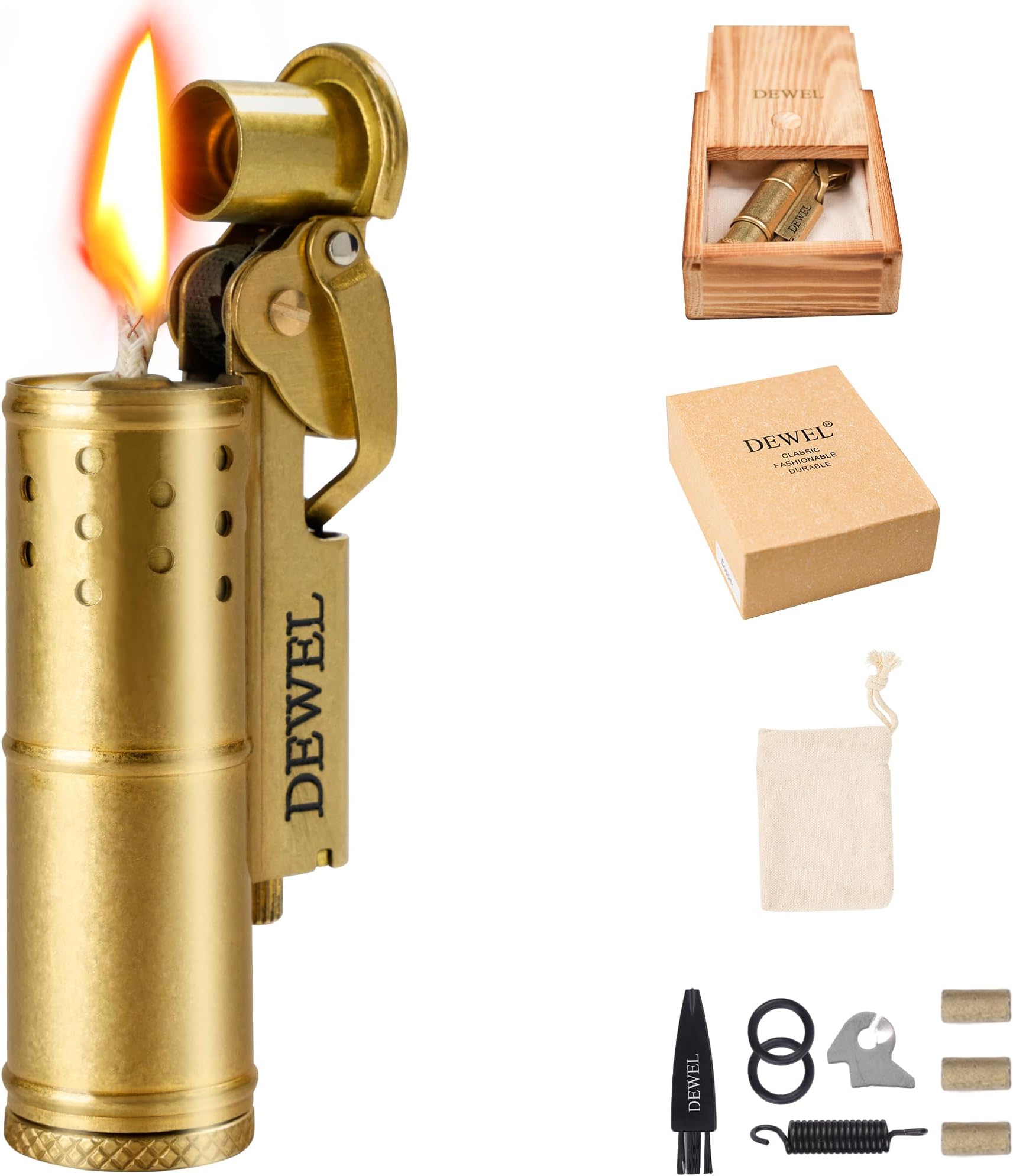 Vintage Copper Windproof Kerosene Lighter Portable Gift (Copper)