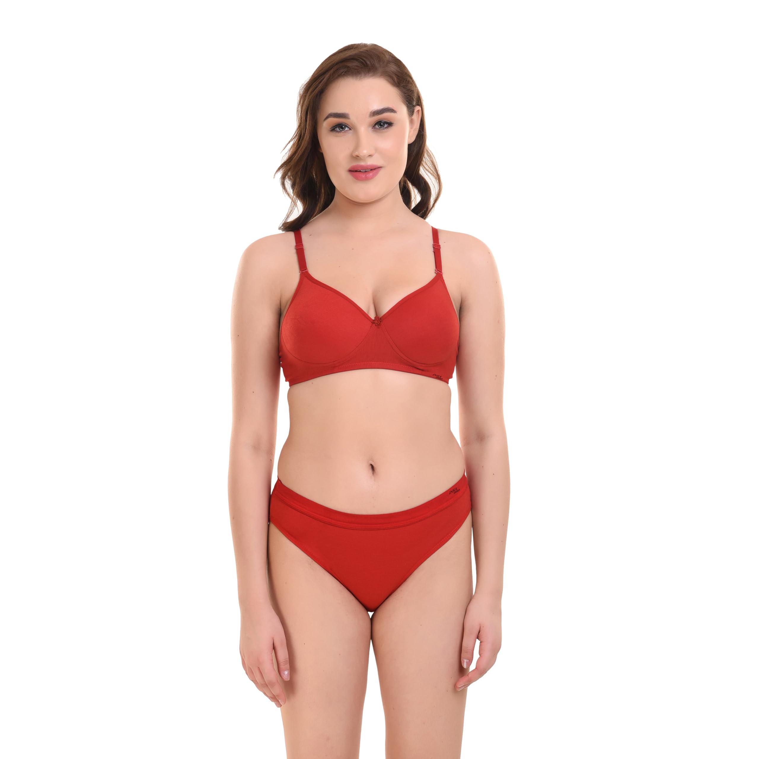 Push Up Light Padded Bra Panty Set,Women's & Girl's Lingerie Set Full Coverage, Adjustable Strap,B Cup, Removable Strap-image-13
