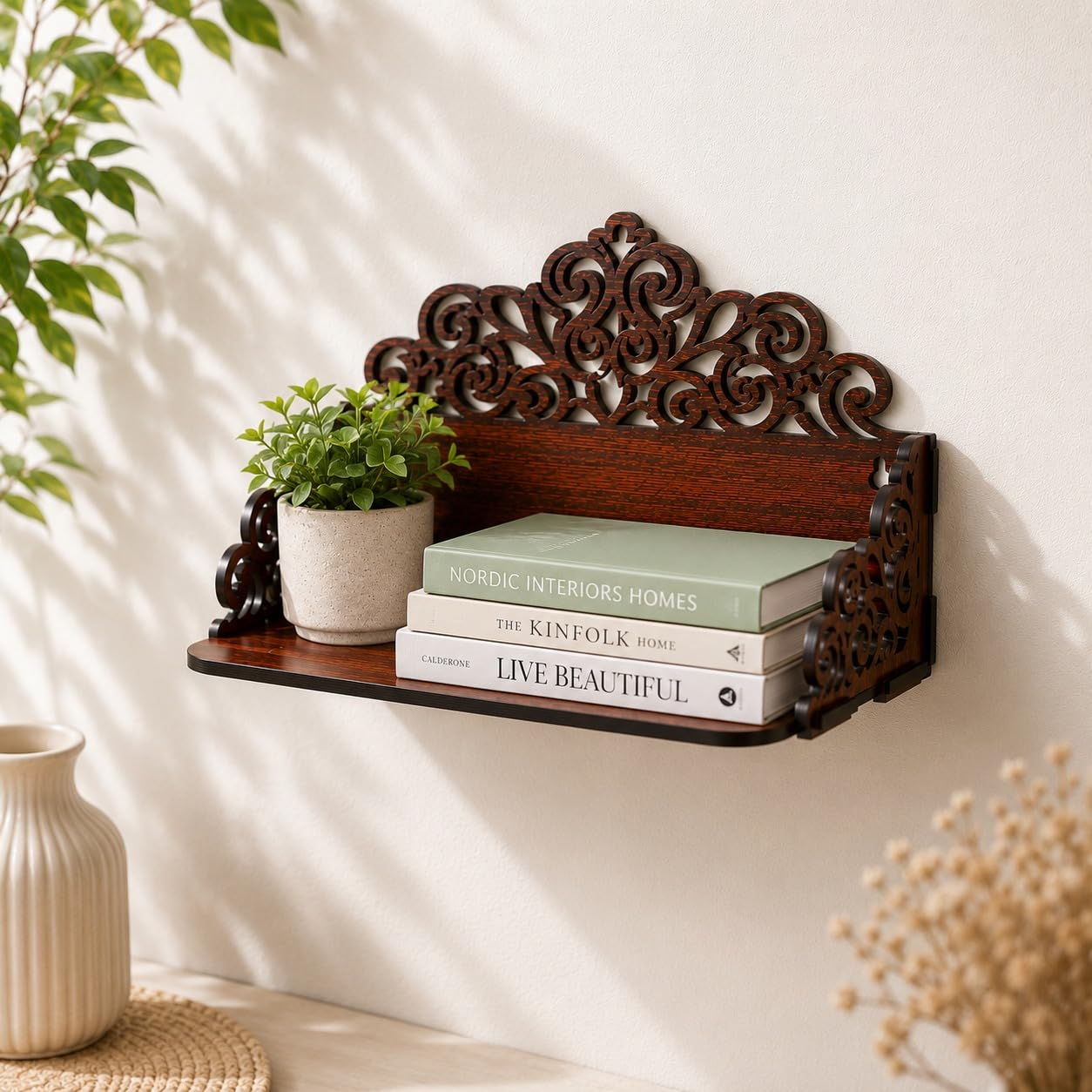 Gift Kya De Wall Shelf for Living Room | Designer Wall Mounted Shelf for Home Decor, Books, Showpieces & TV Accessories | GKD Strong & Stylish Wall Rack | Made in India-image-17