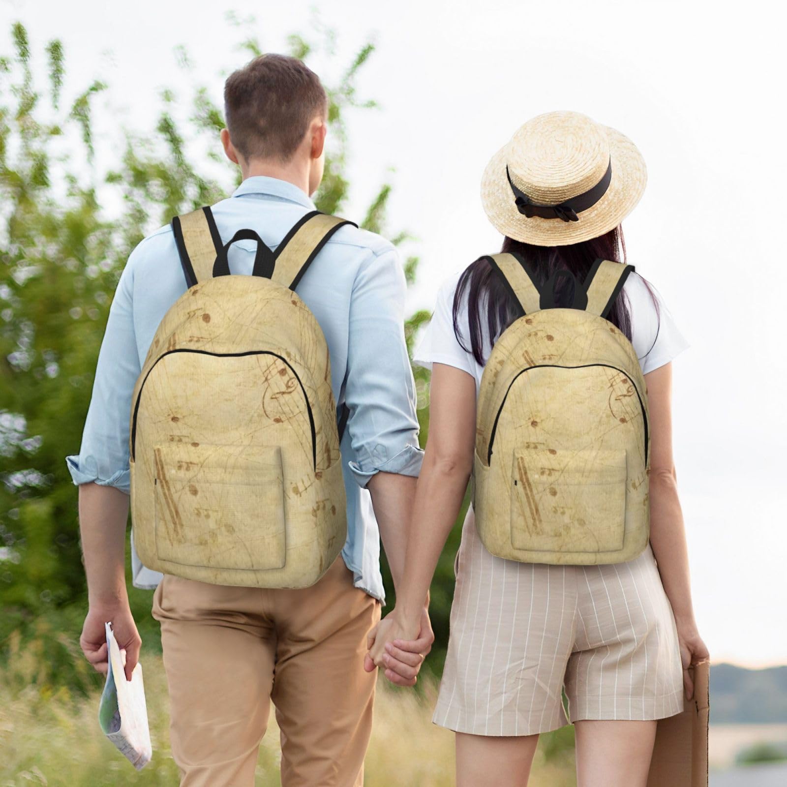 KoNsev Notenrucksack, Elementar-Büchertasche, Mädchen, Jungen, modisch, lässig, Tagesrucksack, Reisen, Uni, Lehrer, Schwarz , M