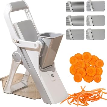 Mandoline Vegetable Slicer, Manual Multi-functional Household Grater 6 Interchangeable Blades, Vegetable Chopper Food Cutter with Handle & Storage Box for Home Kitchen Restaurant