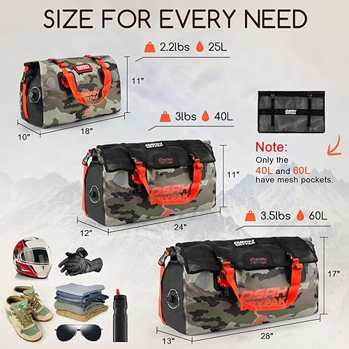 Miniatura 2 de Waterproof Duffel Bag - Motorcycle Dry Bag Tail Bag with Large Storage Space, Waterproof Luggage Duffle Bags with Outer Mesh Zipper Pocket for