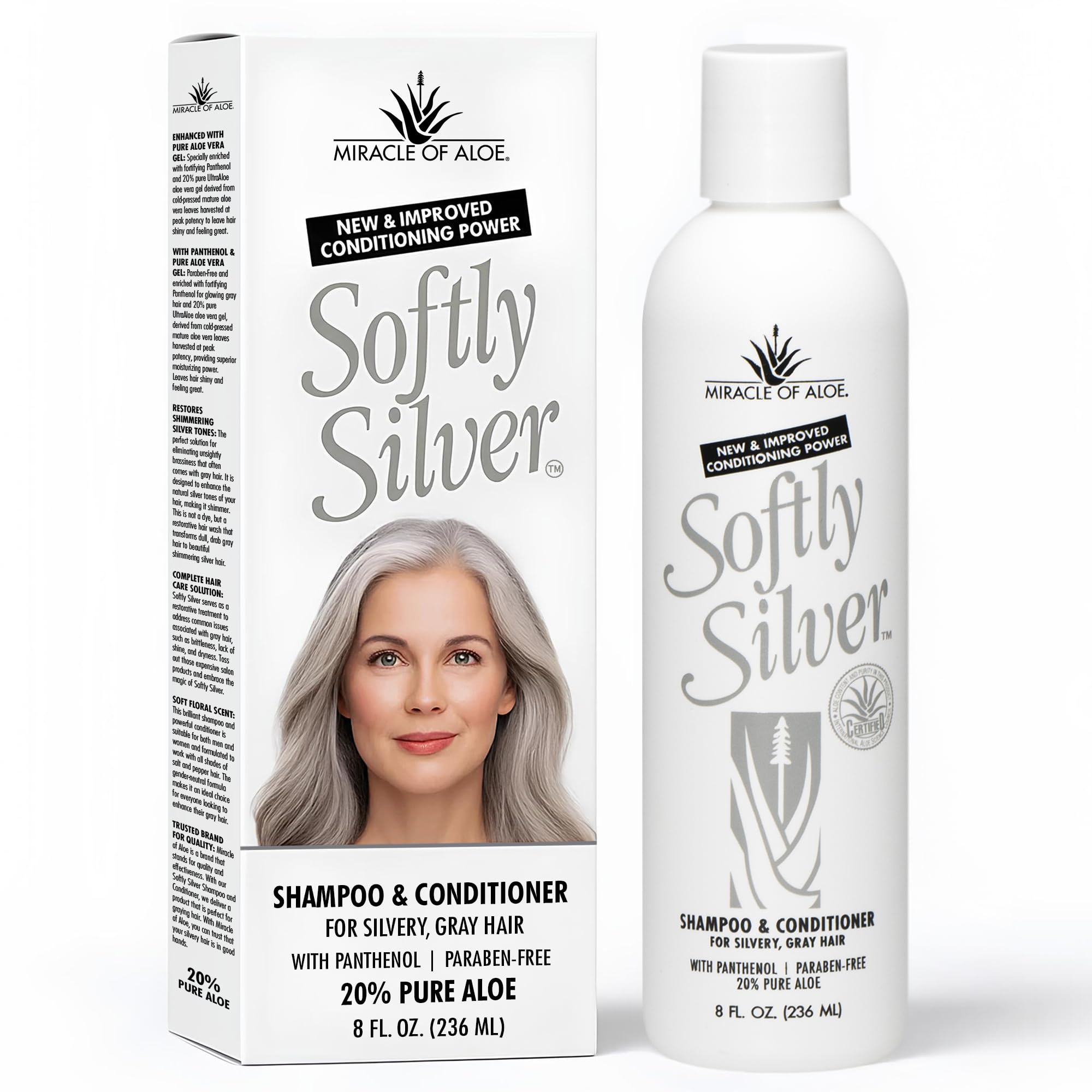 Miracle of AloeSoftly Silver Grey Hair Shampoo/Conditioner, 237ml bottle