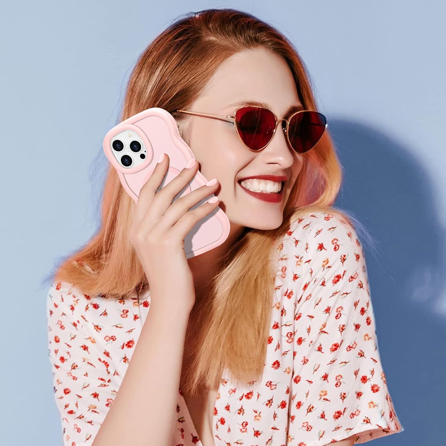 for iPhone 15 Pro Case, Curly Wavy Frame Hard Translucent Matte Clear Back Cover for Women Men Compatible with Magsafe TPU Bumper Shockproof Drop Protection Phone Case for iPhone 15 Pro, Pink - Image 7