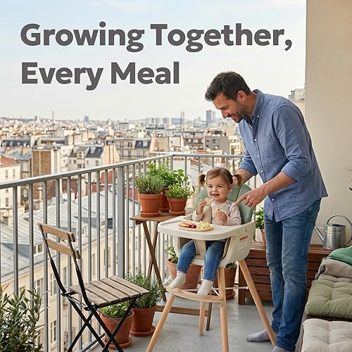 Miniatura 8 de Mallify Silla alta de madera 3 en 1, sillas altas convertibles para bebés y niños pequeños, silla alta para bebé con patas ajustables y bandeja apta