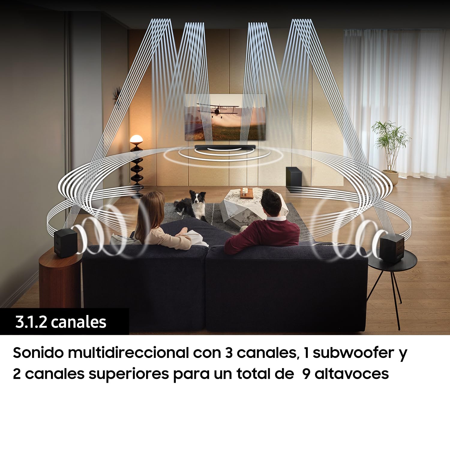 Samsung Barra de Sonido HW-Q600C/ZF - Dolby Atmos/DTS:X, Q-Symphony Gen II, 3.1.2 Canales, Sonido Inteligente y Modo Juego Pro