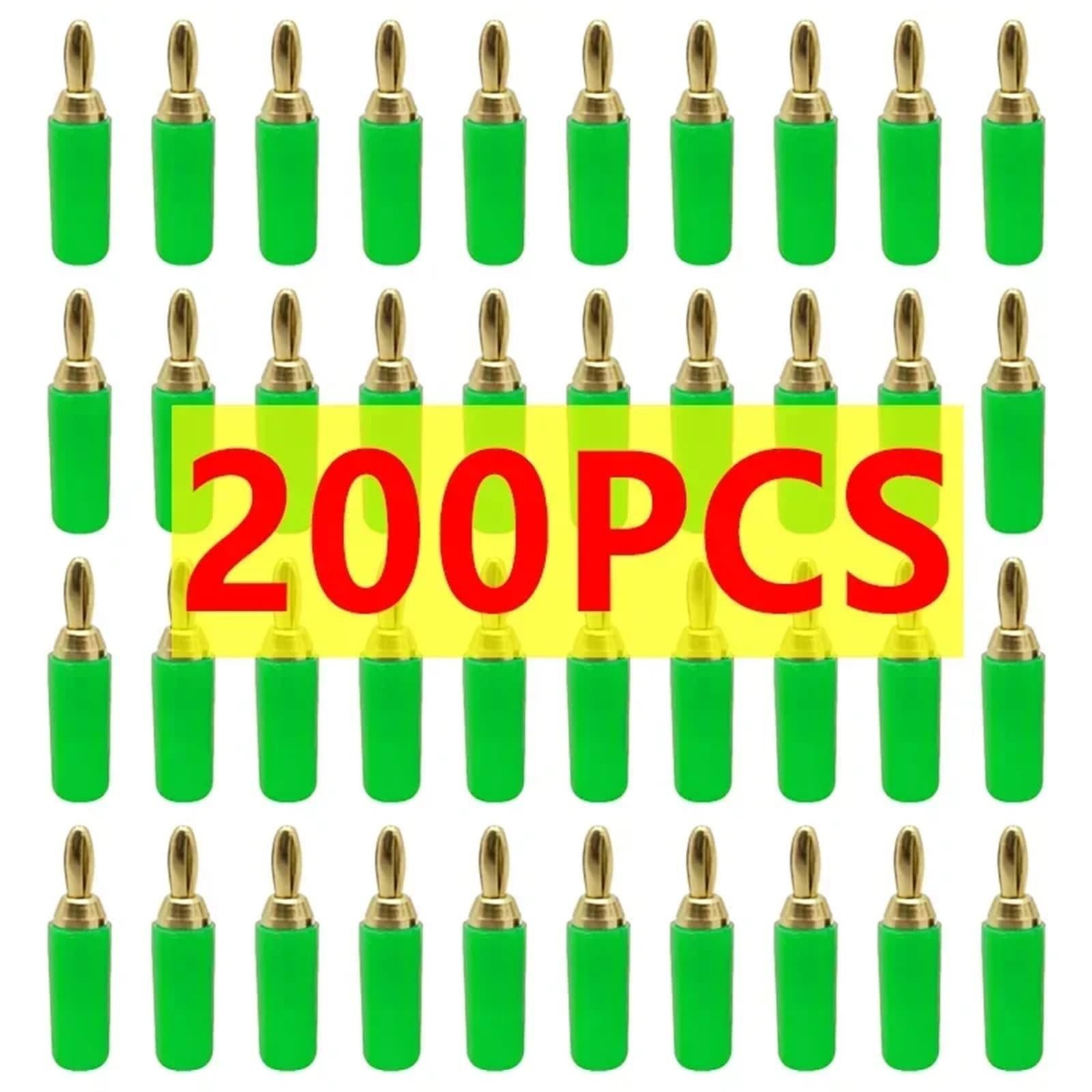 20/80/200 Uds. Conectores Banana de 2,5mm Cable de Altavoz Musical Pin Banana Conectores chapados en Oro de Cobre Puro(200 Green)