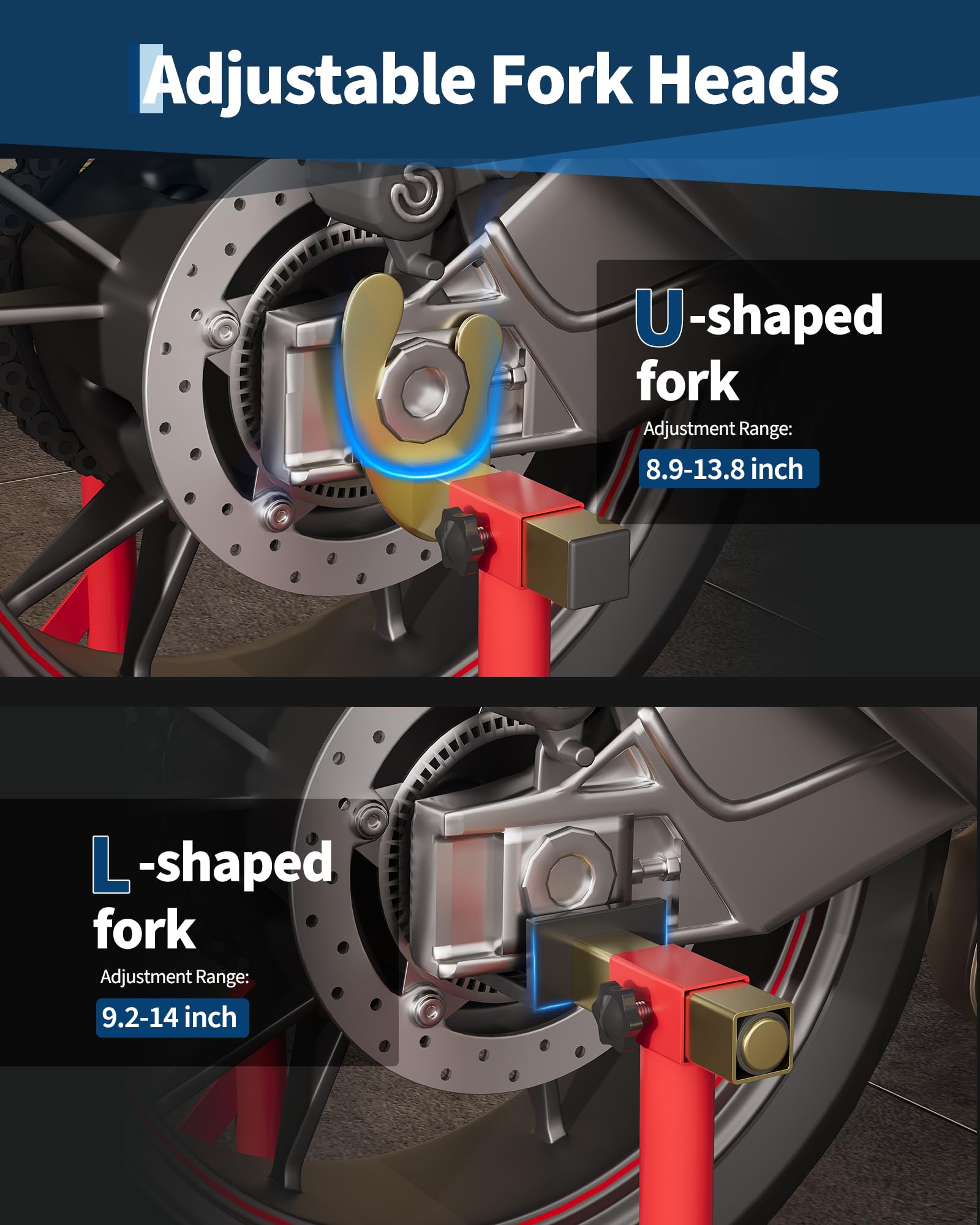 GarveeTech Motorrad Heckständer U+L-Aufnahme Stahl Rot 408 kg