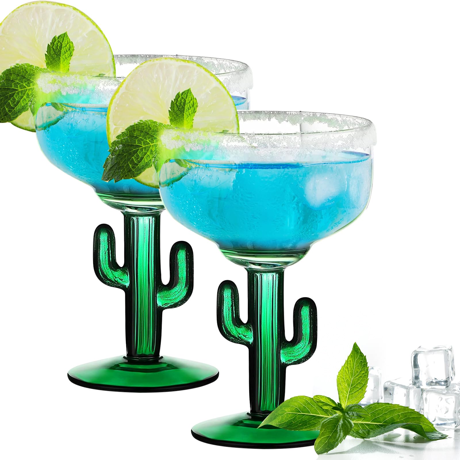 Kaktus-Margarita-Gläser, langlebige Kaktus-Cocktailgläser, bleifreie Kaktus-Gläser, einzigartige Cocktailgläser mit Pflanzenmotiven, 2 Stück