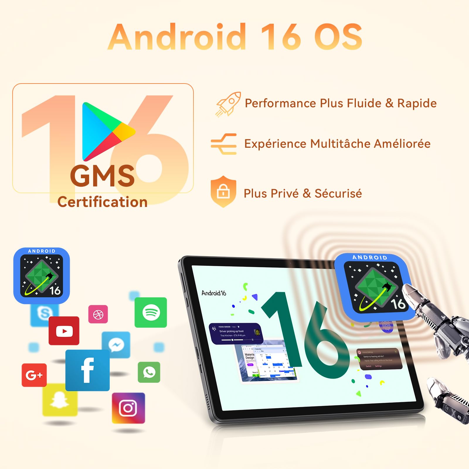 Tablette 11 Pouces avec Gemini AI, Tablettes Android 16 avec Coque, Souris & Clavier, Octa-Core, 32 GO RAM + 128 GO ROM + 1 TO TF, 1920x1200 Écran HD, 90 Hz, Caméra Double 8MP + 16MP, 8000 mAh (Gris)