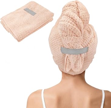 Large Microfiber Hair Towel for Women, Super Soft Absorbent Quick