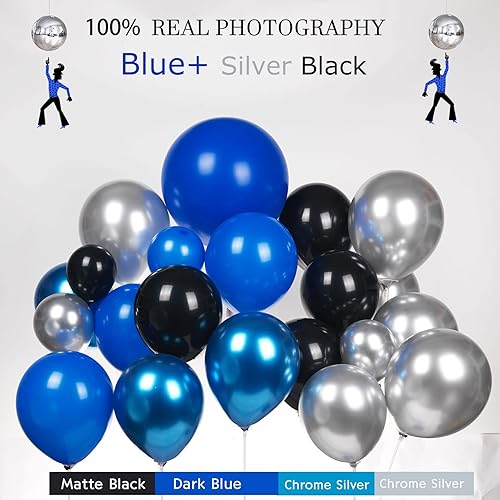 Miniatura 3 de Kit de guirnalda de globos azul real y plateado, con globos de aluminio de bola de discoteca 4D de estrella para hombres, cumpleaños de 30 años, día
