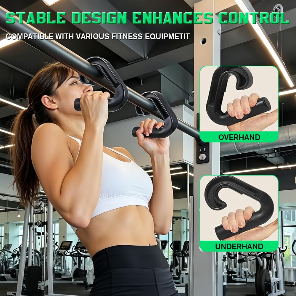 2 Maniglie Double D Fitness con Ganci a 90 Gradi, Maniglie Palestra, Impugnatura Neutra, Palestra Accessori in Nylon Composito, per Trazioni, Bilancieri e Fasce di Resistenza