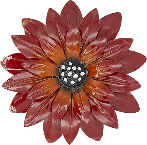Esculturas de flores de metal, decoración de pared, decoración de pared de flores de metal rojo, decoración colgante para exteriores, hogar, jardín,