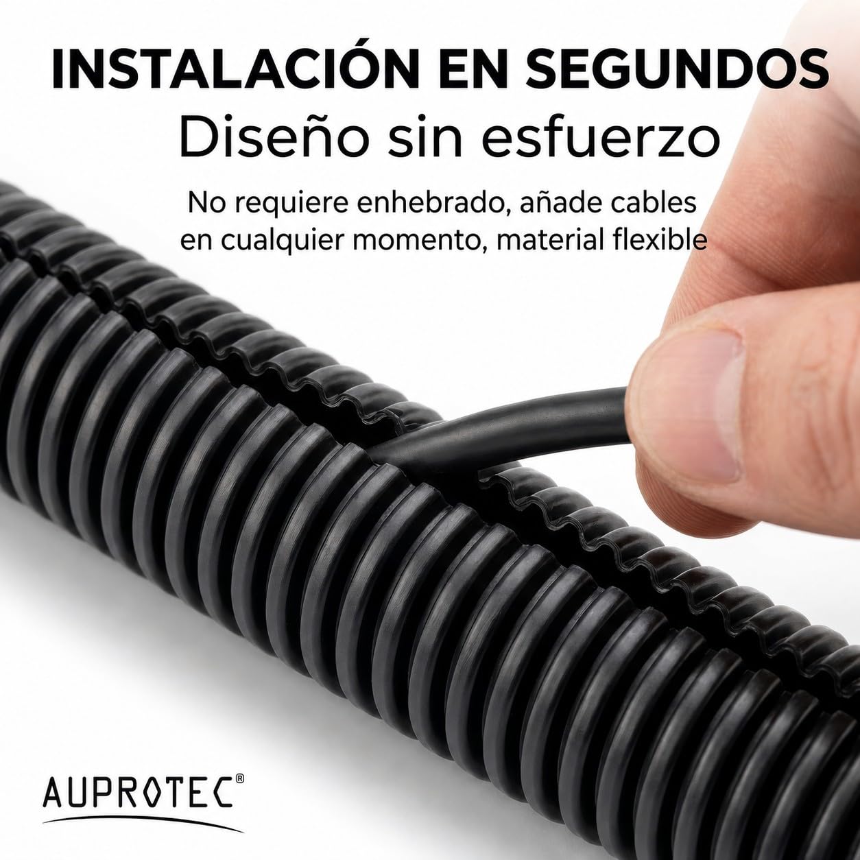 AUPROTEC Tubo Corrugado ranurado 2 a 50 m/Tubo de conducción ranurado/Resistente a los Rayos UV/Manguera Protectora de Cables Negro - Diámetro Interior 19 mm, Longitud 2m — view 6