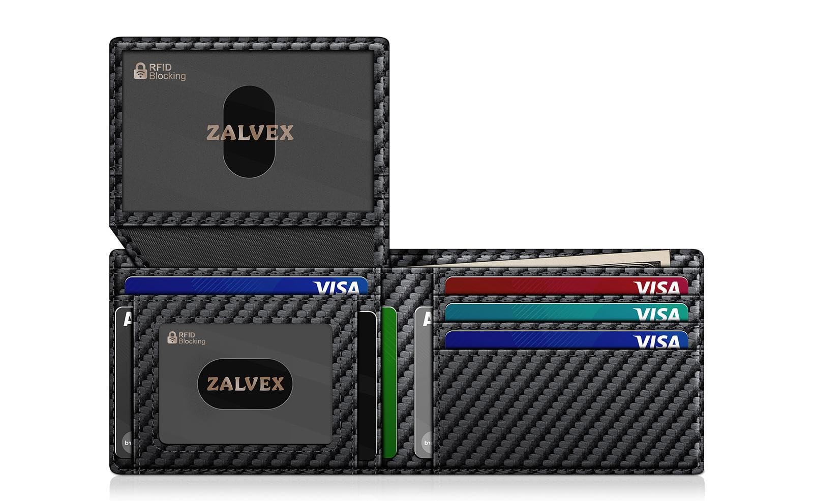 Wallet for Men Slim RFID Blocking Leather Credit Card Holder Wallet for 14 Cards, Bifold Minimalist Thin Wallet with 2 ID Windows &amp; Cash Slot, Front Pockt Carteras Para Hombres, Birthday Gifts for Men