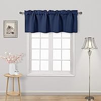 Vista 6 de DWCN Cenefa opaca para cocina, con bolsillo para barra, cortinas para ventana, sala de estar/sótano, 52 x 18 pulgadas de largo, 1 panel, azul oscuro