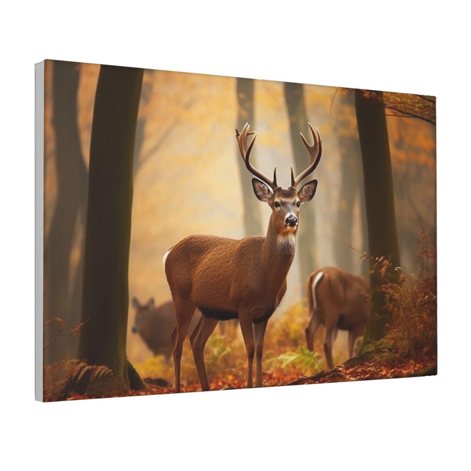 Framed Wall Art for Living Room Art Work, White Tail Deer Picture Prints Modern Office Wall Paintings Poster Aesthetic Wall Decorations for Home Decor Ready To Hang 12"x18"