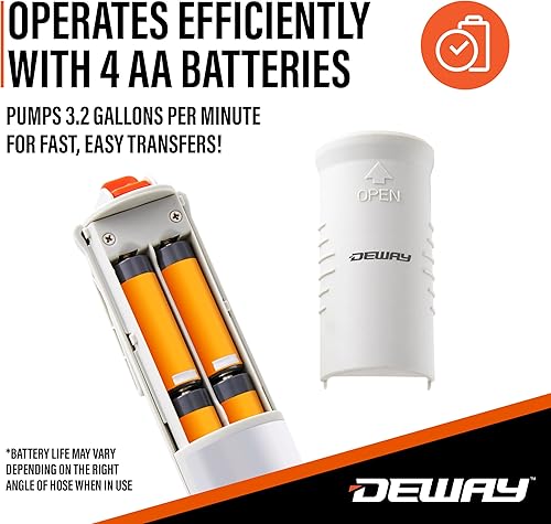 Miniatura 30 de DeWay Bomba de transferencia de combustible con batería con boquilla de gatillo manual, caudal de 3.2 GPM y manguera de transferencia de goma de 51
