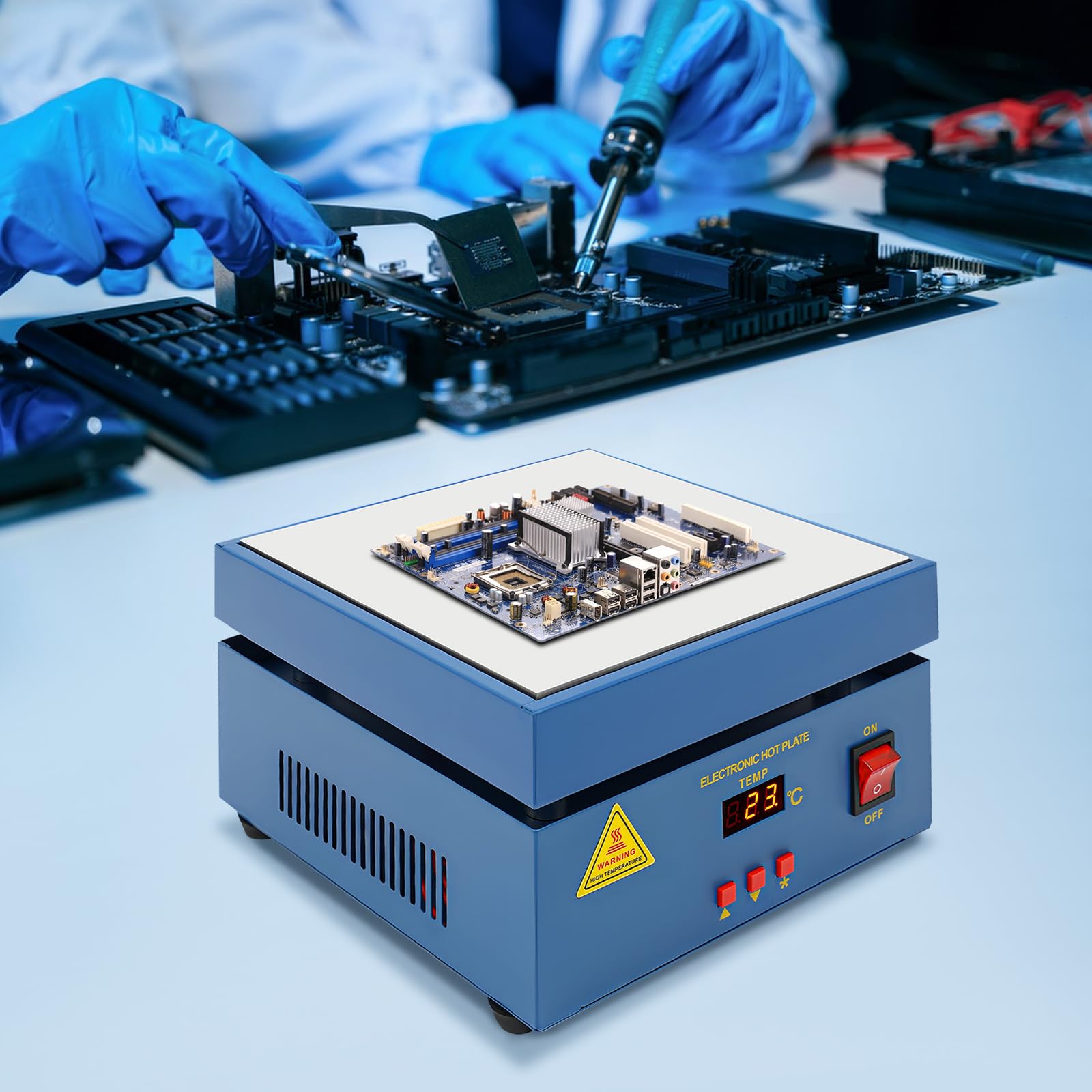 800W 20 * 20cm MultifunktionalitäT Mikrocomputer Elektrisch Bahnhof SchweißEr Heizplatte Vorheizen Bahnhof Schweißer Heizplatte Elektrische Nacharbeit Heizung Lab Platte