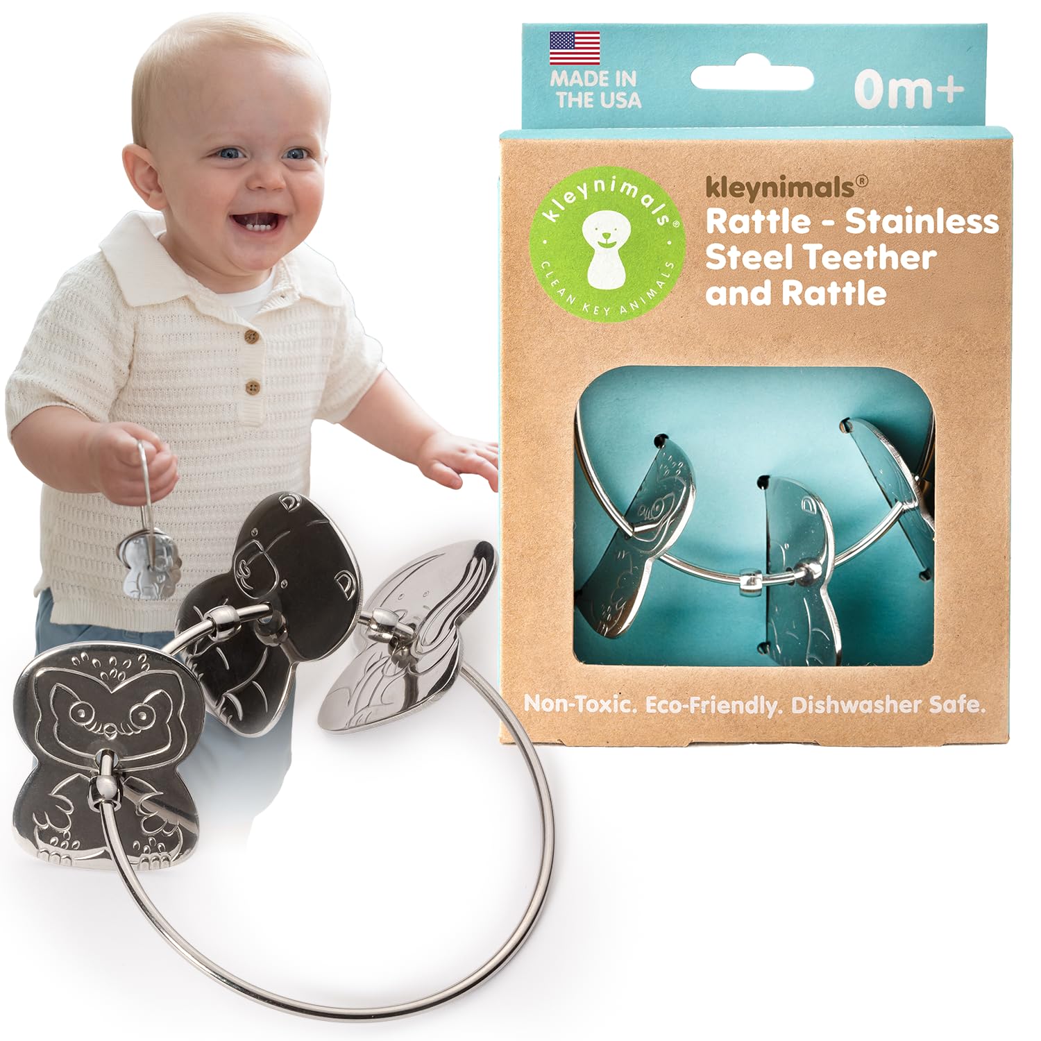 Made in USA Stainless Steel Toy Keys, Baby Rattle, Teether & Fidget Toy – Heirloom Quality, Safe, Non-Toxic, BPA-Free – Ideal for Teething, Sensory