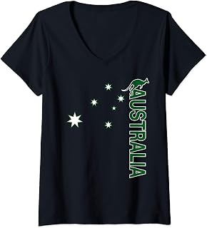 Womens Australia Rugby (Vintage Throwback Stars) V-Neck T-Shirt