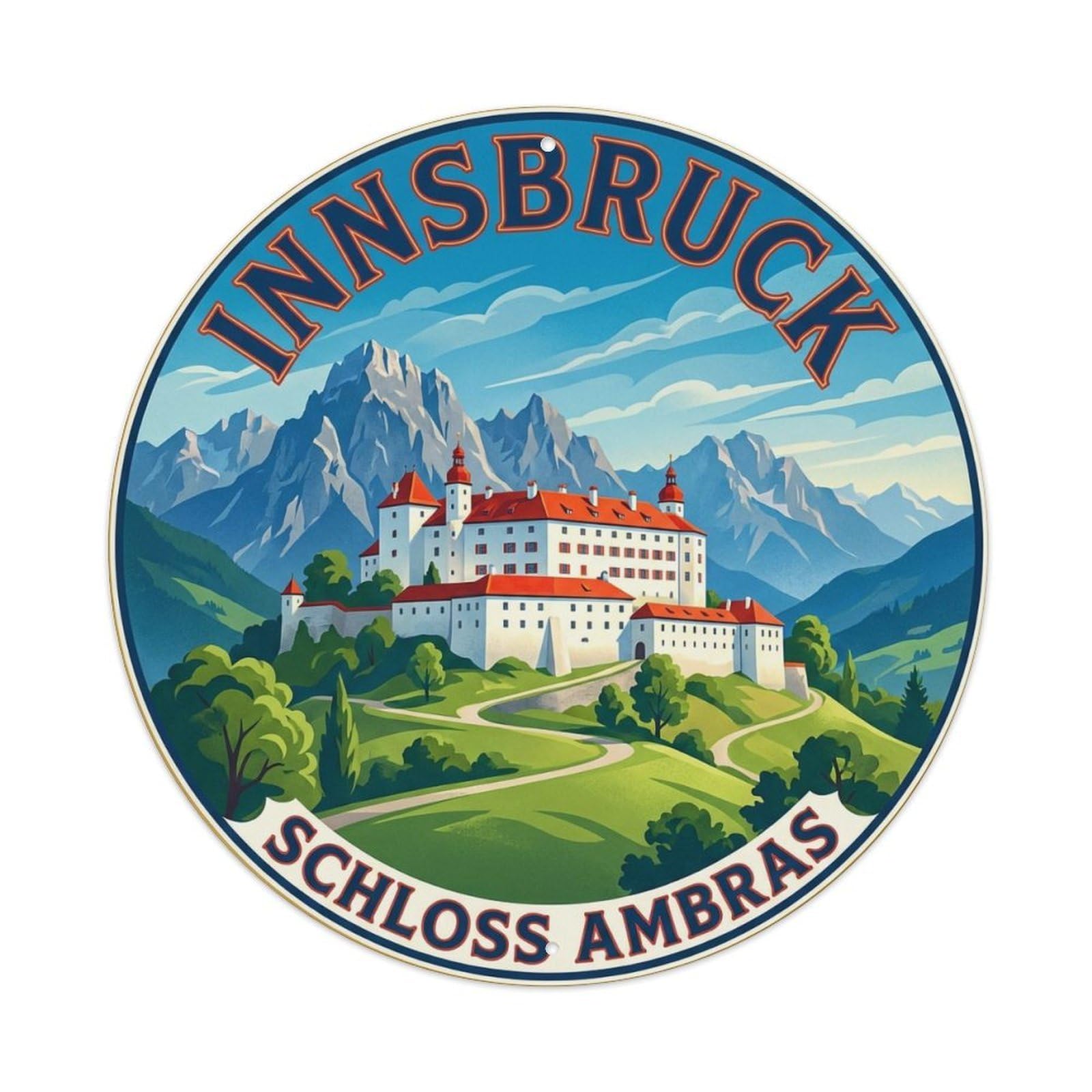 Vintage Travel Innsbruck Austria Artwork Metal Tin Sign