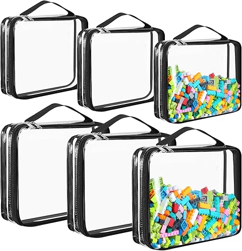 Miniatura 7 de Sanwuta Paquete de 6 bolsas de almacenamiento de juguetes, bolsas organizadoras de PVC con cremallera, bolsas de juguetes impermeables para juegos