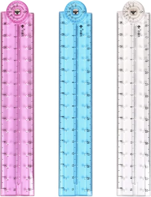 3PCS Folding Ruler 30cm Foldable Ruler Clear Ruler 15cm Transparent Straight Ruler Shatterproof Plastic Ruler Flexible Ruler Geometric Ruler for School Kids Office