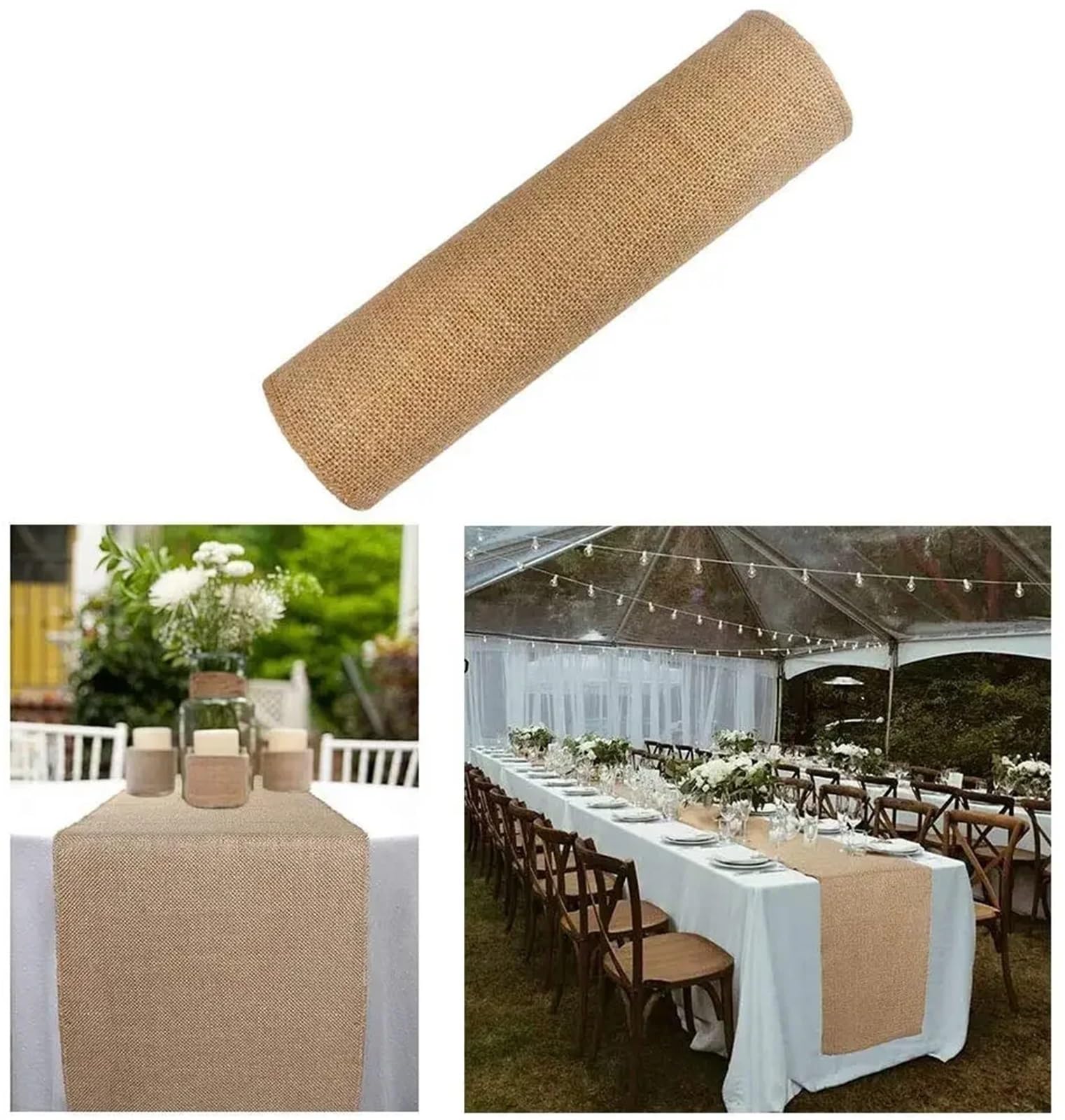 Il nastro di biancheria, Runner da tavolo in tela di iuta, runner in, for feste matrimonio, artigianato, 30 cm, dimensioni multiple