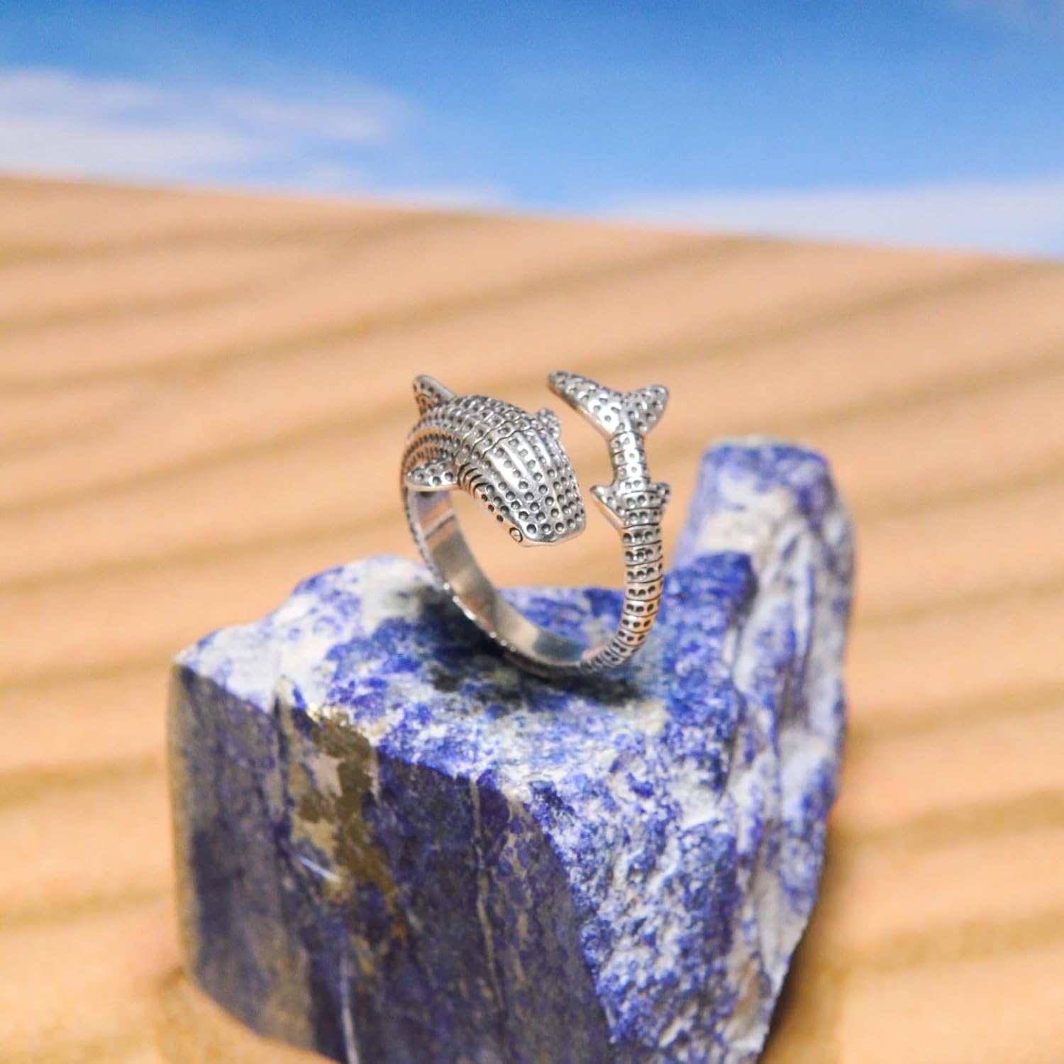 Majestic Whale Shark Ring 925 Sterling Silver Fine Sea Beach Life Ocean Jewelry