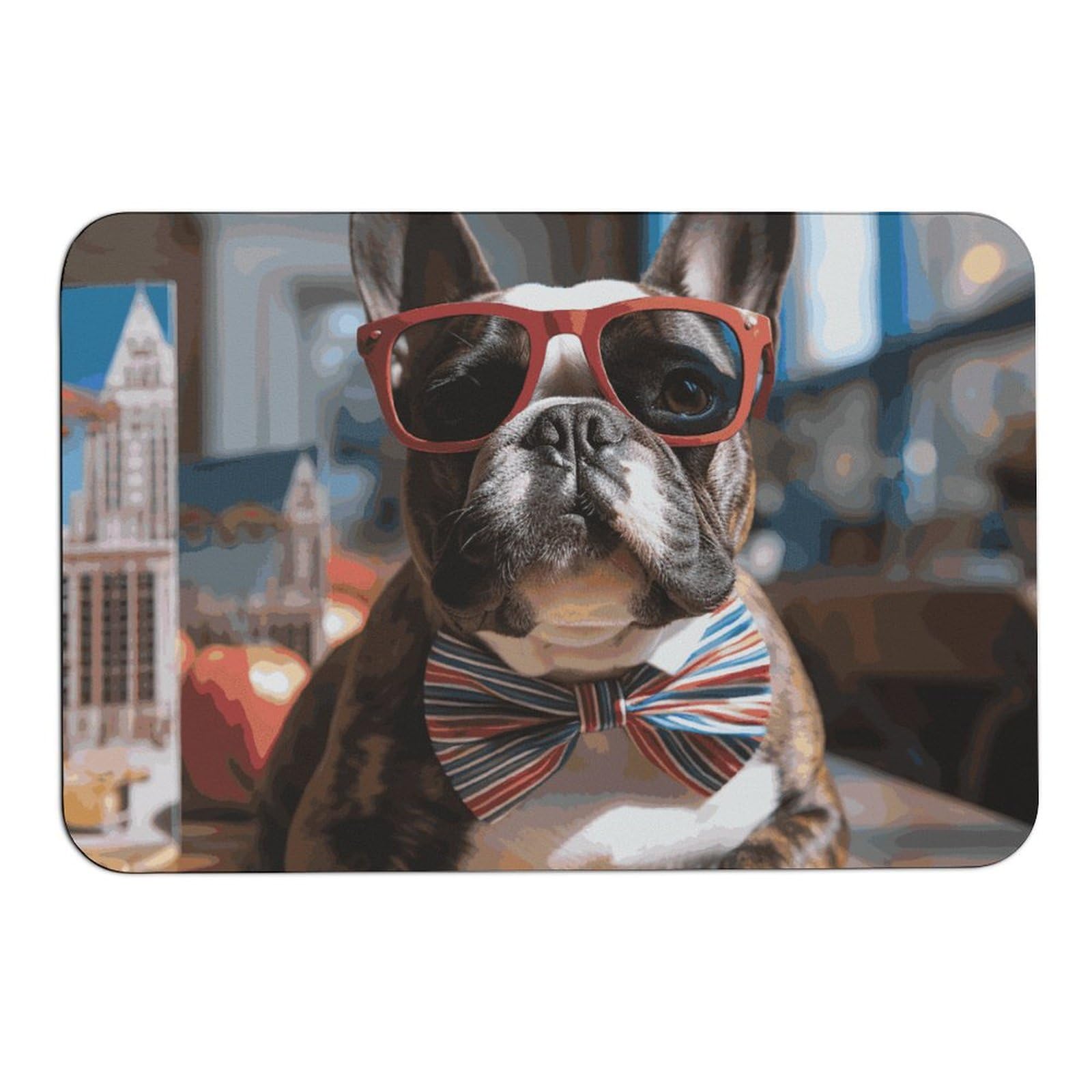 Tapis absorbant bouledogue français 60x39 cm antidérapant pour entrée et cuisine
