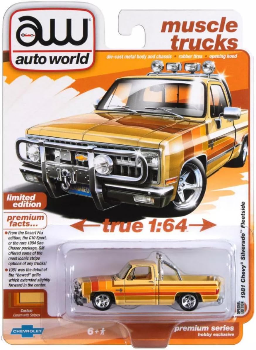 Diecast Auto World 1981 Chevy Silverado Fleetside Lowered 1:64 Scale